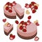 Set on the theme of strawberry-chocolate cake: a piece of cake, strawberry-chocolate desserts, strawberry decoration, a