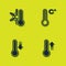 Set Thermometer with snowflake, Meteorology thermometer, and icon. Vector