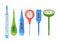 Set of Thermometer Types Include Digital, Mercury Glass, Bimetallic, And Culinary. Household and Medical Items