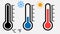 Set of thermometers. Vector illustration. Icons with different temperature levels