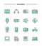 Set of thin line flat multimedia icons