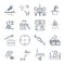 Set of thin line icons business, finance, money