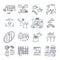 Set of thin line icons cafe, bar, restaurant, fast food