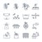 Set of thin line icons coffee production