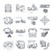 Set of thin line icons freight and passenger road transport, truck