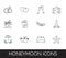 Set of thin line icons with honeymoon symbols Wedding trip