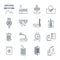 Set of thin line icons industrial production, manufacturing