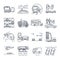 Set of thin line icons municipal city transport, utility