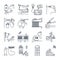 Set of thin line icons public utility, electricity, gas, water