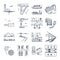 Set of thin line icons transport infrastructure, road, air