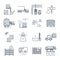 Set of thin line icons warehousing, storage of goods