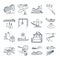 Set of thin line icons water transport and sea port, gas tanker