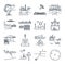 Set of thin line icons water transport and sea port, platform