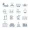 Set of thin line icons wine production