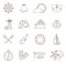 Set of thin line nautical icons