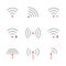 Set of thin line wifi signal icon