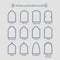 Set of thin outline common types of architectural arches icons