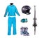 Set of things for downhill skiing