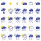 Set of thirty forecast weather icons