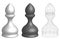 Set of three 3d chess bishops