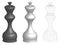 Set of three 3d chess kings or queens