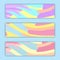 A set of three abstract multicolored backdrops textures of abstract bright energetic magical fashionable blue turquoise waves