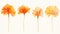 Set of Three Abstract Watercolor Marigold Petals AI Generated