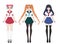 Set of three anime girls wearing japanese school uniform