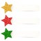 Set Three Beige Banner With Glitter Stars Gold Red Green