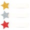 Set Three Beige Banner With Glitter Stars Gold Silver Red