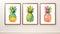 Set of Three Bold Watercolor Pineapple Skin Textures AI Generated