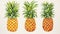 Set of Three Bold Watercolor Pineapple Skin Textures AI Generated