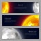 Set three business cards, cosmos theme, copy space, realistic
