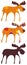 Set of three cartoon deers