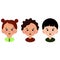 a set of three children\\\'s portraits of boys and girls in colored blouses