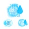 Set of three clear water badges