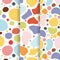 Set of three colourful seamless patterns with color splashes and dots. Vector