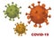 Set of three coronavirus COVID-19 viruses colorful illustrations isolated on a white background. Novel coronavirus Covid-19  2019-