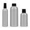 Set of three cosmetic bottles on a white background