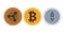 set of three cyber coins blockchain icons