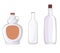 Set of three different bottles: for syrups and butter, for beer, milk and soda, and for wine or spirits.