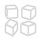 Set of three dimensional cubes. 3d model of a cube with perspective and rounded corners. Vector illustration EPS 10.