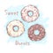 Set of three donuts in sweet glaze.