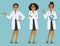Set of three female doctors in different poses