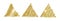 Set of three golden paint hand drawn glittering triangles