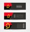 Set of three horizontal banners with flag of Angola. Web banner design template in color of Angola flag