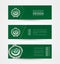 Set of three horizontal banners with flag of Arab League. Web banner design template in color of Arab League flag