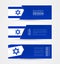 Set of three horizontal banners with flag of Israel. Web banner design template in color of Israel flag