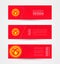 Set of three horizontal banners with flag of Kyrgyzstan. Web banner design template in color of Kyrgyzstan flag