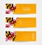 Set of three horizontal banners with US state flag of Maryland. Web banner design template in color of Maryland flag